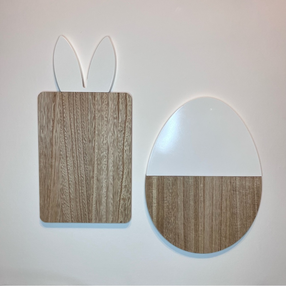 Easter Bunny Ears & Egg Shape Wood Cutting Boards Cheese Trays Spring Decor